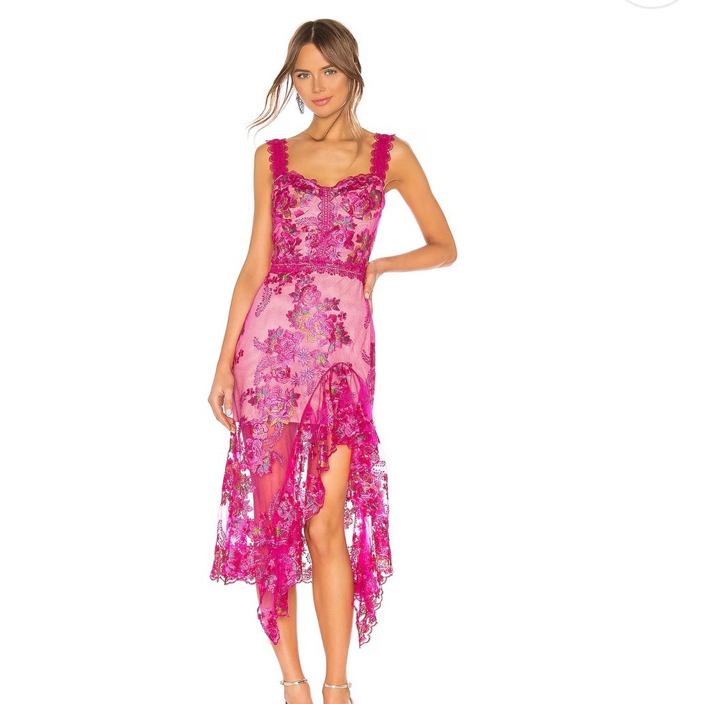 Bronx and Banco Eva Midi Dress in Fuchsia - Xs